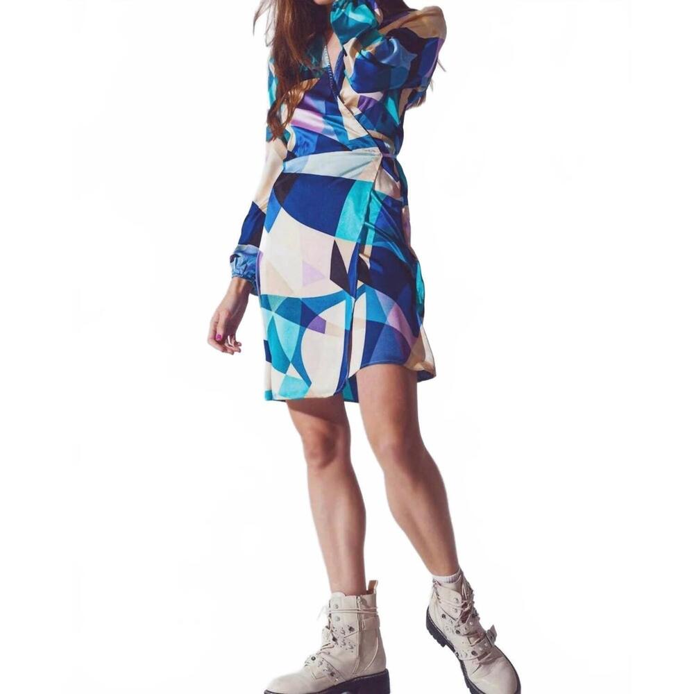 NEW Q2 veronica midi dress in blue